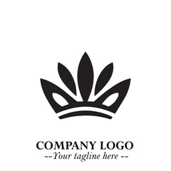 Elegant Black Crown Logo Symbol on a Clean White Background for Premium Branding Design