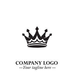 Elegant Black Crown Logo Symbol on a Clean White Background for Premium Branding Design