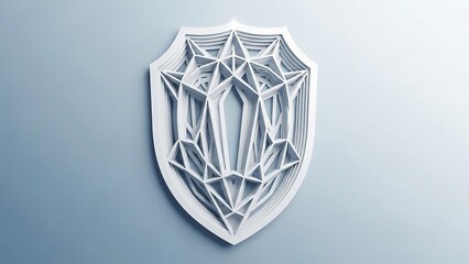 Intricate Paper Cut Shield Design on Gradient Background.