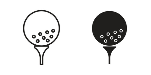 Golf ball icons Concepts. black solid and line stroke designs for web and app use