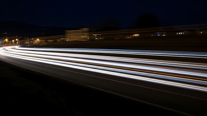 Nighttime Highway Light Trails - A Captivating Long Exposure.