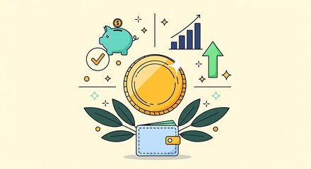 Financial growth with wallet and coins