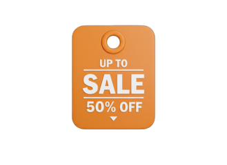 Orange Sale Tag With 50 Percent Off And Up To Sale Text Isolated On Black Background 3d Rendering