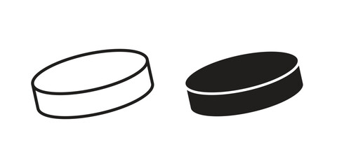 Hockey puck icons Concepts. black solid and line stroke designs for web and app use
