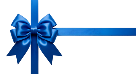 Elegant blue satin ribbon tied in a bow, perfect for gift wrapping and special occasions