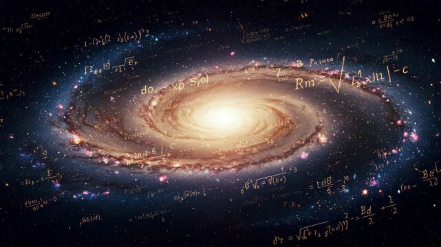 Spiral Galaxy With Equations In Dark Space