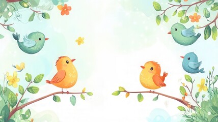Fototapeta premium birds on the tree