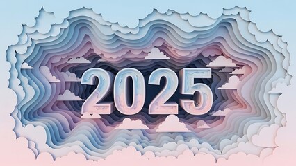 Layered Paper Cutout Design for the Year 2025 Celebration.