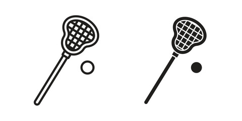 Lacrosse stick ball icons Concepts. black solid and line stroke designs for web and app use