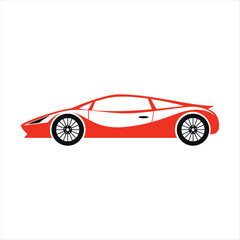Sleek crimson sports car icon symbolizing speed, luxury, and modern automotive design, perfect for dynamic branding and fast-paced lifestyle themes