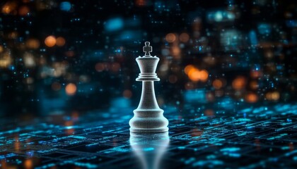 Digital Strategy Chess Piece Symbolizing Leadership and Management Success in Business