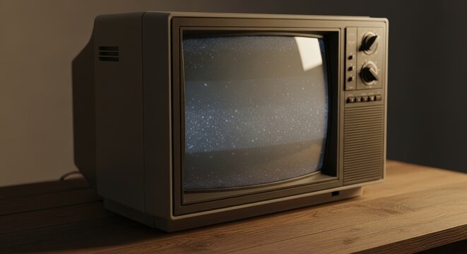 Vintage television set displaying static, evoking nostalgia for analog broadcast era and classic entertainment