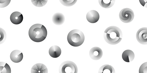 Vector circular line seamless pattern- Endless pattern for wallpapers, wrapping and packaging. Repeatable pattern with various creative vortex, concentric, rotated circle design elements