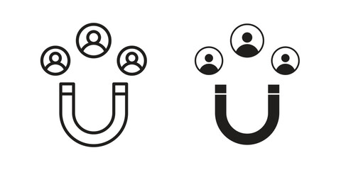 Magnet user icons Concepts. black solid and line stroke designs for web and app use