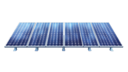 Solar panels arranged in a row for renewable energy generation in a sunny outdoor setting.