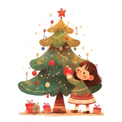 Festive Christmas tree celebration illustration