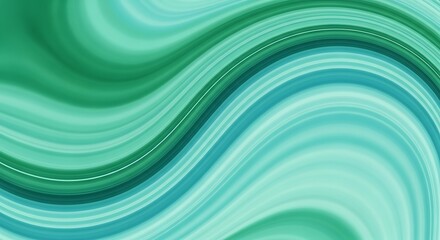 Abstract flowing wave pattern background in vibrant shades of teal and green color gradient