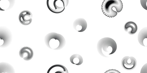 Vector circular line seamless pattern- Endless pattern for wallpapers, wrapping and packaging. Repeatable pattern with various creative vortex, concentric, rotated circle design elements