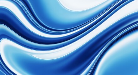 Abstract blue wave pattern background with smooth flowing liquid curves and bright highlights