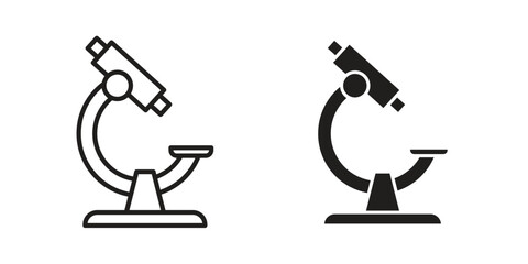 Microscope icons Concepts. black solid and line stroke designs for web and app use