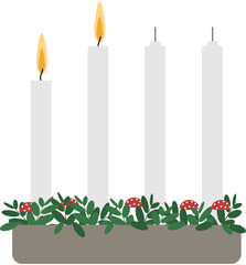 Two candles lit at the second sunday in advent.