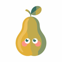 Pear Fruit Vector Illustration | Fresh Green Pear Icon Design