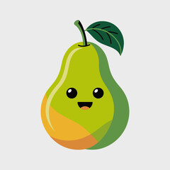 Pear Fruit Vector Illustration | Fresh Green Pear Icon Design