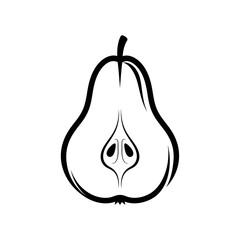 Pear Silhouette Icon Vector | Simple Black Fruit Shape