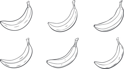 Different poses of banana fruit line art set vector © Kalidasi