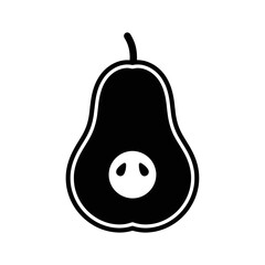 Pear Silhouette Icon Vector | Simple Black Fruit Shape