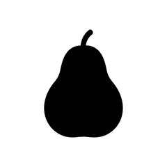 Pear Silhouette Icon Vector | Simple Black Fruit Shape