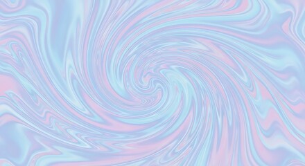 Abstract holographic swirl background with pastel pink and blue iridescent liquid texture