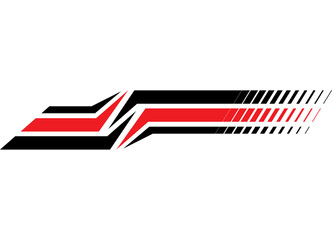 Decorative stripe with place for text. Sport vector red and black pattern. Application on car body, boat, sportswear, toy. Striped racing design element.