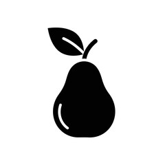 Pear Silhouette Icon Vector | Simple Black Fruit Shape