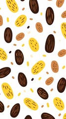 Cute cacao beans seamless pattern backgrounds food.