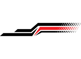 Sport vector red and black pattern for car body, boat, sportswear, toy. Striped racing design element. Decorative stripe with place for text