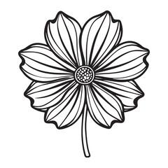 Fototapeta premium Simple cosmos flower silhouette vector icon