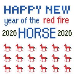 Happy New Year 2026 square vector template. Trendy design for poster, invitation, card, flyer. Year of the red fire horse