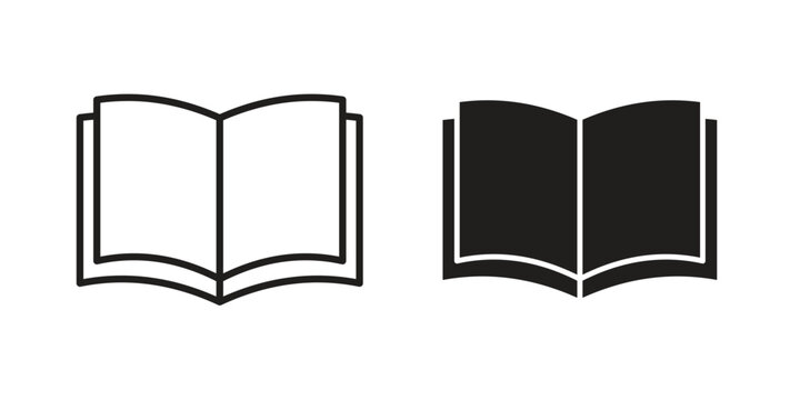 open book icons Concepts. black solid and line stroke designs for web and app use