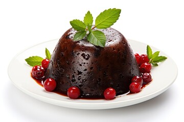 Christmas pudding chocolate dessert fruit.