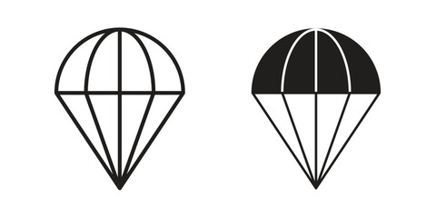 Parachute icons Concepts. black solid and line stroke designs for web and app use