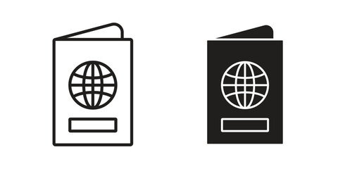 Passport icons Concepts. black solid and line stroke designs for web and app use