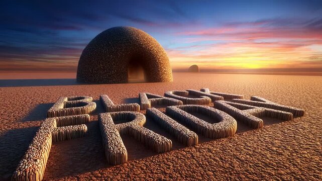 A stunning visual representation of a desert landscape at sunrise featuring the words Black Friday in textured letters. Ideal for themes of shopping and seasonal sales.