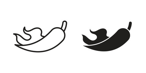 Pepper hot icons Concepts. black solid and line stroke designs for web and app use