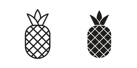 Pineapple icons Concepts. black solid and line stroke designs for web and app use