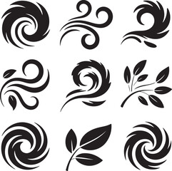 Stylized vector graphic elements collection abstract swirls and leaf designs