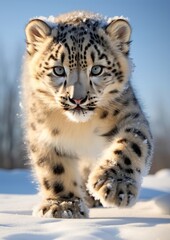 Fototapeta premium Snow leopard wildlife cheetah animal.