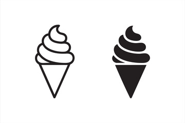 Bold and outline ice cream symbols for café branding and food apps