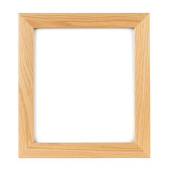 Light Beige Wooden Picture Frame with Straight Grain isolated on white background