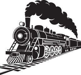Vintage Steam Train Illustration Black and White Classic Transportation Design